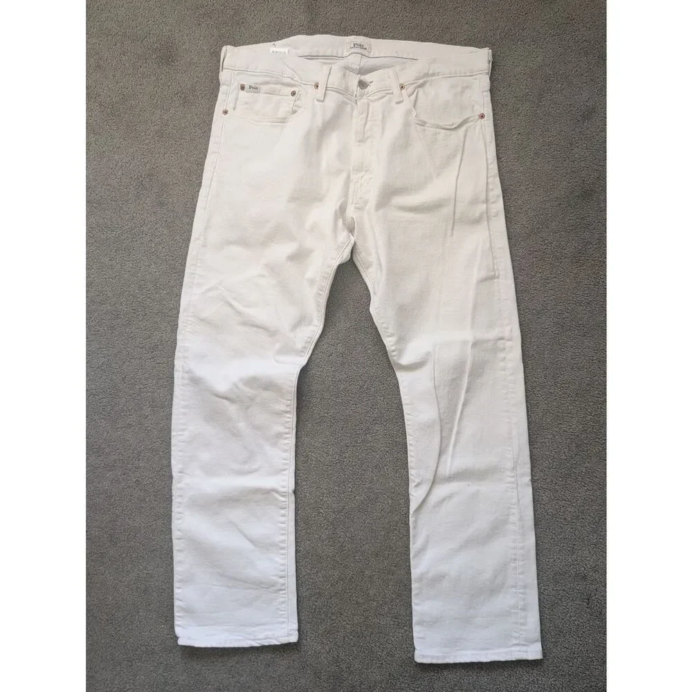 Polo Ralph Lauren The Varick Slim Straight Stretch White Jeans, 35X30